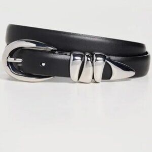 Madewell Black Leather Belt with Silver Buckle